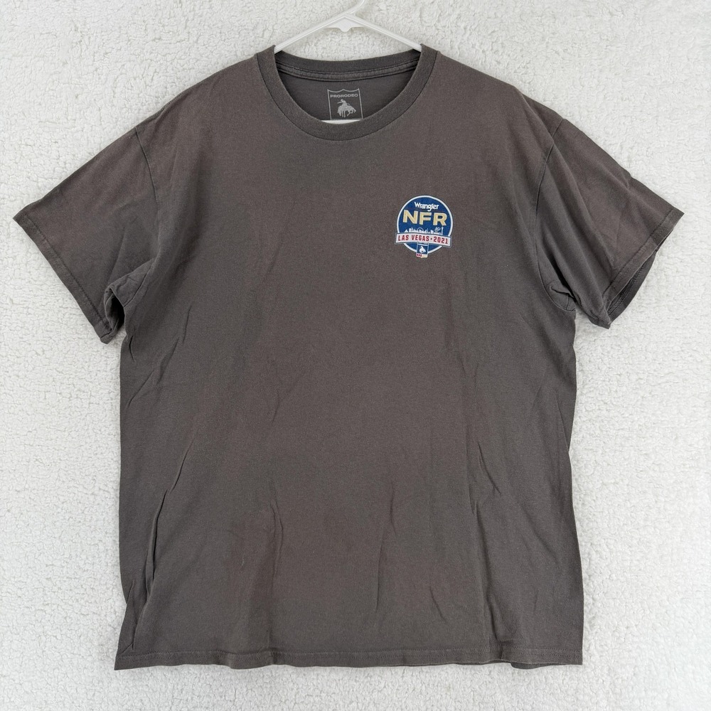 Pro Rodeo Shirt Mens Large Gray Wrangler NFR Las Vegas 2021 Rodeo Tee T-Shirt